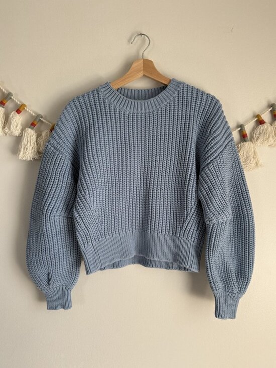 Banana Republic Sweaters - Banana Republic Chunky Cotton Crewneck Sweater Light Blue Denim Cozy Preppy S